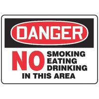 8XU52 Sign, 10x14 In, Danger No Smoking Eating