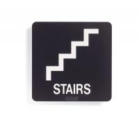 8N407 Braille Sign, 8 x 8In, WHT/BK, PLSTC, Stairs