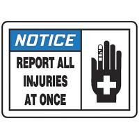 8N993 Notice Sign, 10 x 14In, BL and BK/WHT, ENG