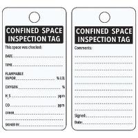 9GEM6 Confined Sp Inspection Tag, Bk/Wht, PK25