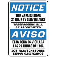 8NEM7 Security Sign, 14 x 10In, BK and BL/WHT