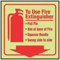 9J603 Fire Extinguisher Sign, 8 x 10In, R/Glow