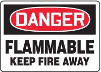 8PKF6 Danger Flammable Fire Sign, 7 x 10In, ENG