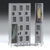 8DXK0 C-Thru Locker, 3 Wide, Dbl, 36 x18 x78, Gray