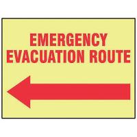 9J920 Evacuation Route Sign, 10 x 14In, R/YEL