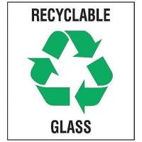 9WGN3 Recycling Label, Recycling Glass, PK5