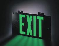 9UXW9 Exit Sign, 8 x 15In, GRN/WHT, Exit, ENG, SURF