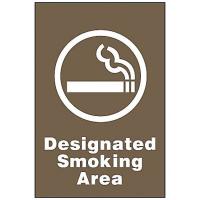 8PD94 Smoking Area Sign, 9 x 6In, WHT/BR, PLSTC