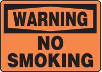 8PDM1 Warning No Smoking Sign, 10 x 14In, BK/ORN