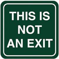 8YCV1 No Exit Sign, 5-1/2 x 5-1/2In, WHT/Tan, ENG