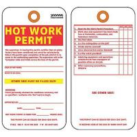 8PGY9 Hot Work Tag, 5-3/4 x 3 In, R/Wht, PK25