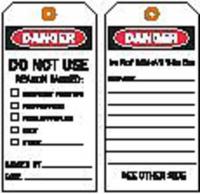 8CMU4 Danger Tag, 7 x 4 In, Bk and R/Wht, PK10