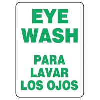 8PK08 Eye Wash Sign, 14 x 10In, GRN/WHT, PLSTC