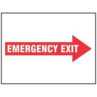 8PL05 Emergency Exit Fire Sign, 7 x 10In, WHT/R