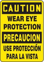 8MV61 Caution Sign, 14 x 10In, BK/YEL, Bilingual