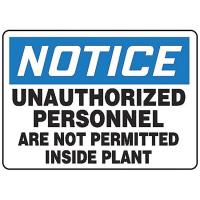 9JA23 Notice Sign, 7 x 10In, BL and BK/WHT, ENG