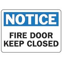 8TGX9 Fire Door Sign, 7 x 10In, BL and BK/WHT, AL