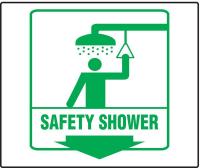 8EY90 Safety Shower Sign, 8 x 8In, GRN/WHT, PS