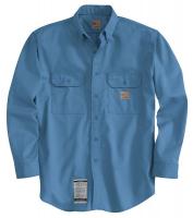 9RFM7 FR Long Sleeve Shirt, Blue, 3XL, Button