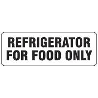 9MEF8 Sign, Refrg For Food, 3 1/2x10, PK 10