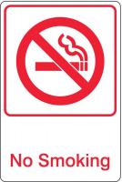 6JLC8 No Smoking Sign, 9 x 6In, R/WHT, ACRYL, ENG