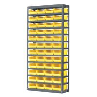 8RHW6 Bin Shelving, Solid, 36X18, 36 Bins, Yellow