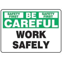 9E552 Caution Sign, 10 x 14In, GRN and BK/WHT