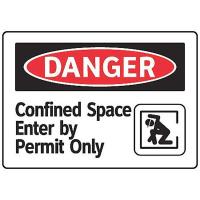 8RKN1 Danger Sign, 7 x 10In, R and BK/WHT, ENG