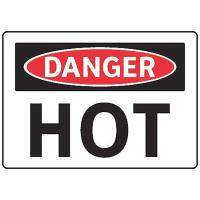 9MA97 Danger Sign, 7 x 10In, R and BK/WHT, Hot