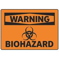 8RL95 Warning Biohazard Sign, 7 x 10In, BK/ORN