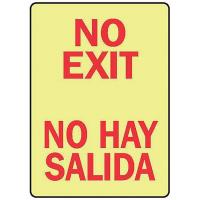 8RV08 No Exit Sign, 10 x 7In, R/YEL, Self-ADH