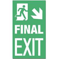 8RXR0 Exit Sign, 14 x 8In, WHT/GRN, Final Exit