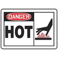 8THE0 Danger Sign, 10 x 14In, R and BK/WHT, Hot