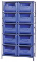 8DE98 Bin Shelving, Solid, 36X18, 15 Bins, Gray