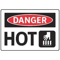 8TMJ2 Danger Sign, 7 x 10In, R and BK/WHT, Hot