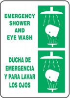 8TMN5 Safety Shower Sign, 14 x 10In, GRN/WHT