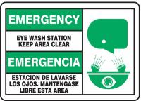 8PLK5 Eye Wash Sign, 7 x 10In, GRN and BK/WHT