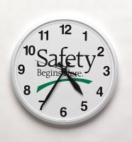 8UKN5 Wall Clock, Safety Begins Here, 12 in. Dia