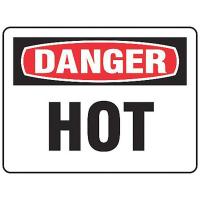 8UKR6 Danger Sign, 10 x 14In, R and BK/WHT, Hot