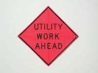 8UN42 Road Sign, Utility Work Ahead, 36 x 36In