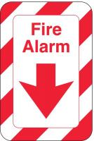 6JLD2 Fire Alarm Sign, 9 x 6In, R/WHT, ACRYL, ENG