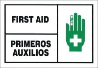 8UV04 First Aid Sign, 3-1/2 x 5In, Bilingual, PK5