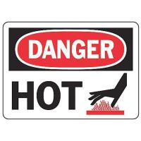 9CN29 Danger Sign, 7 x 10In, R and BK/WHT, Hot