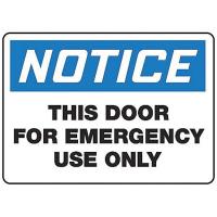 8VK96 Fire Door Sign, 10 x 14In, BK and BL/WHT