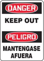 8MWH9 Danger Sign, 14 x 10In, R and BK/WHT, Text