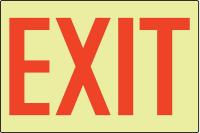 8VY18 Exit Sign, 8 x 14-1/2In, R/Glow, Exit, ENG