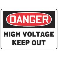 8EVC3 Danger Sign, 10 x 14In, R and BK/WHT, ENG