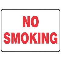 9NWP4 No Smoking Sign, 7 x 10In, R/WHT, ENG, Text