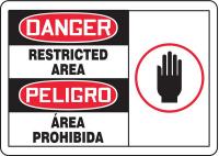 8MWJ3 Danger Sign, 7 x 10In, R and BK/WHT, PLSTC