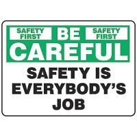 8YCF8 Caution Sign, 10 x 14In, GRN and BK/WHT, AL